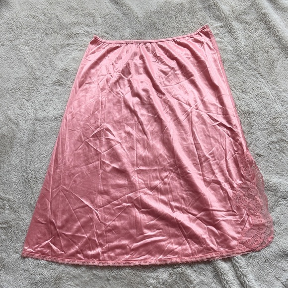 Van Raalte Other - Vintage Van Raalte Pink Satin Slip Skirt | Lace| Romantic Lingerie | Cottagecore